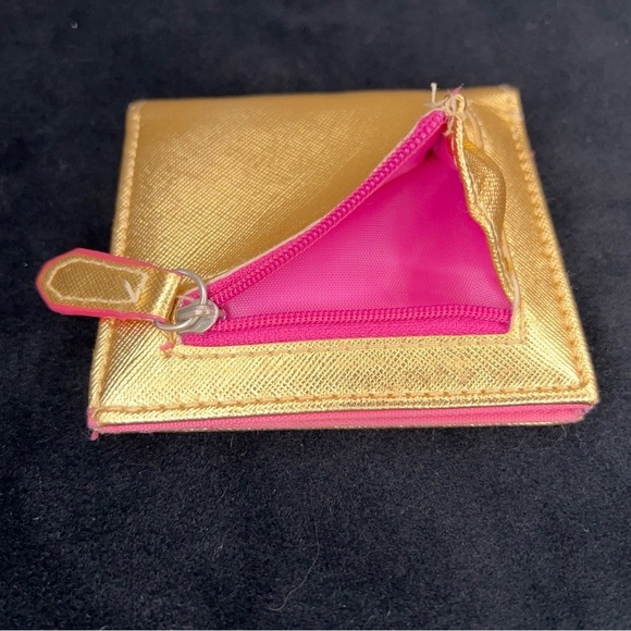 Set Of Two Wallets Black Silver Gold Pink Faux Leather - Picture 3 of 9